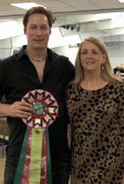 Julie Collin presenting Greg an Exhibitor's Choice Award for GC Khetmeo Desiree at our breed club's annual show!